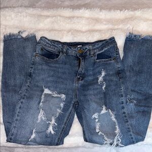 Distressed Blue Jeans